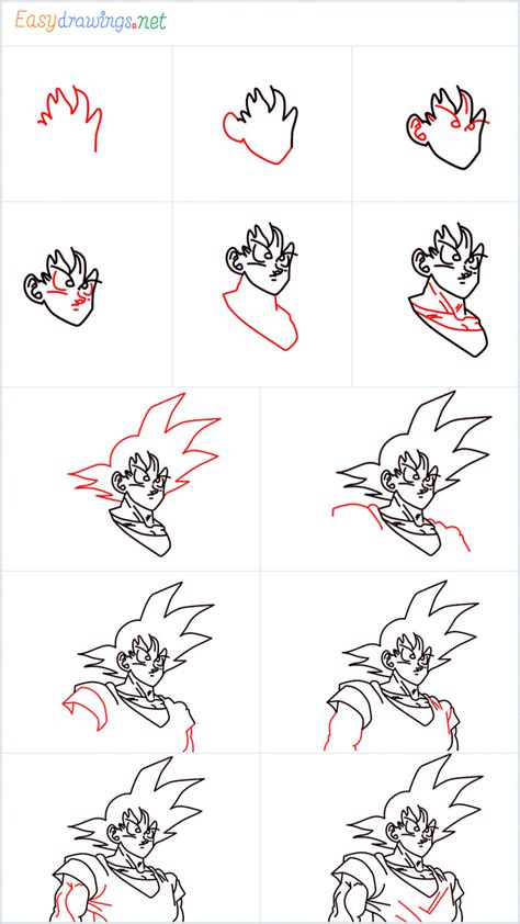 goku drawing step by step